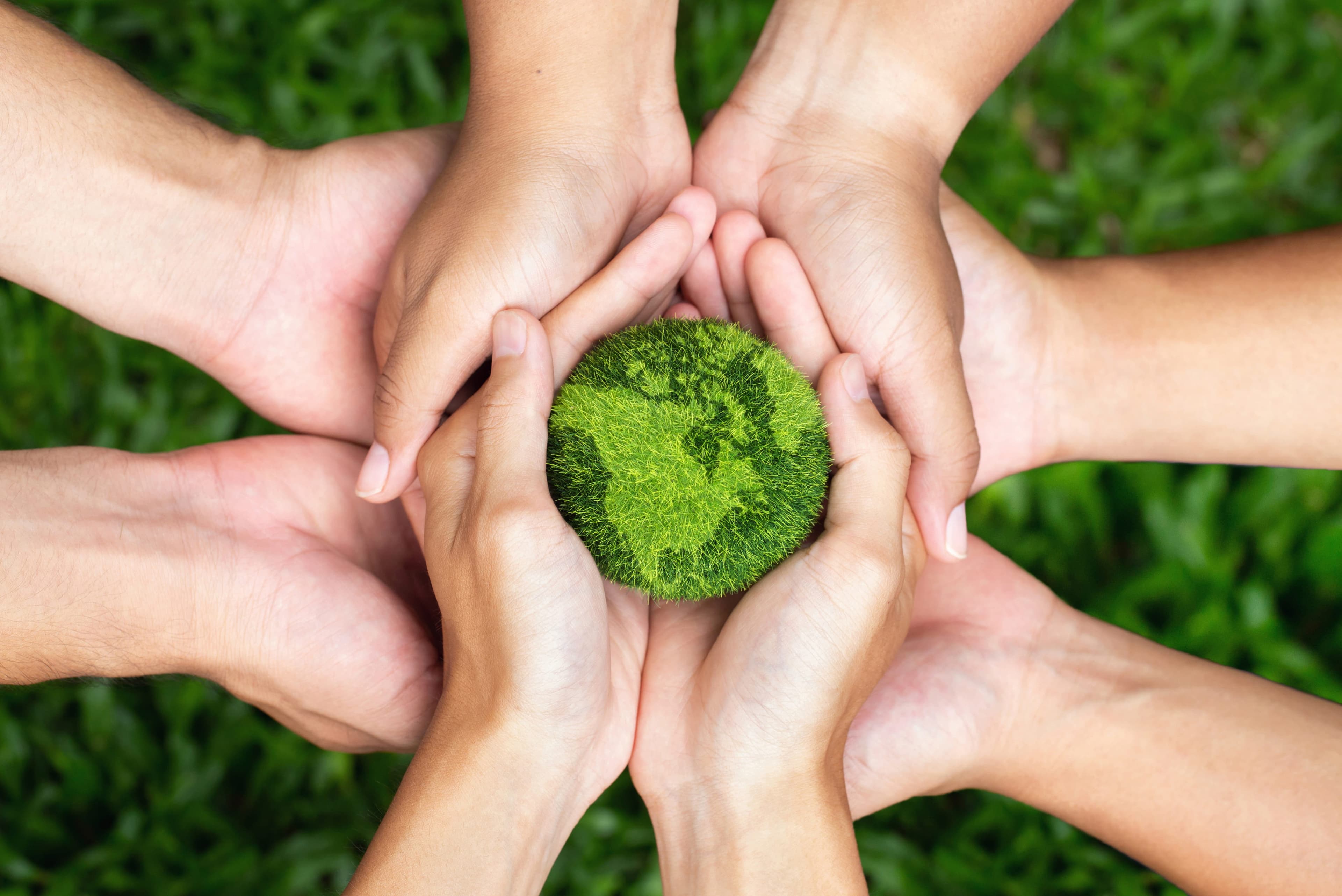 CSR — hands protecting the planet (environmental policies)